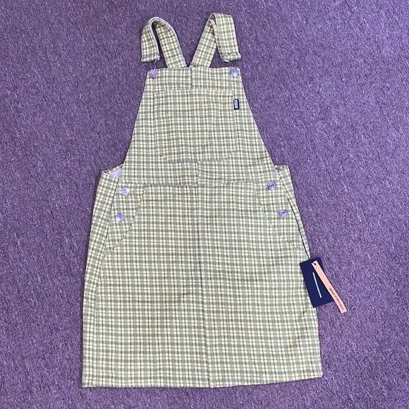 NWT Minga London Lime Green Plaid Dungaree Dress - Picture 5 of 6